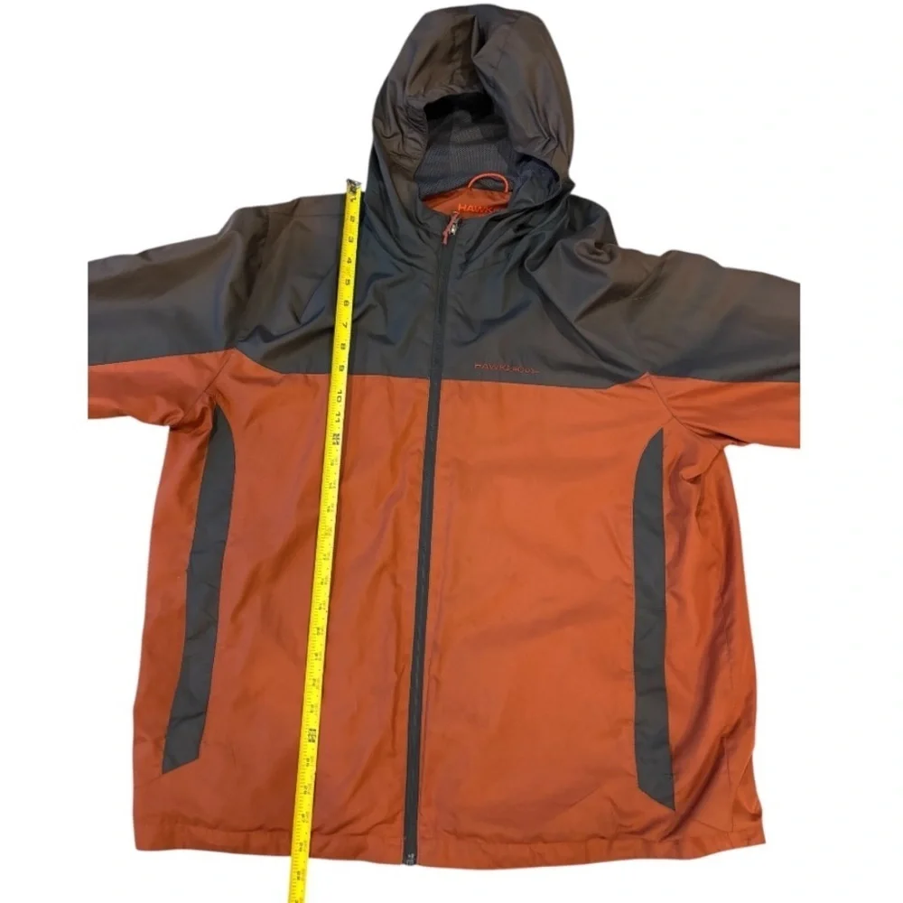 Hawke & Co Men's Orange and Gray Full Zip Hooded Windbreaker Size XL